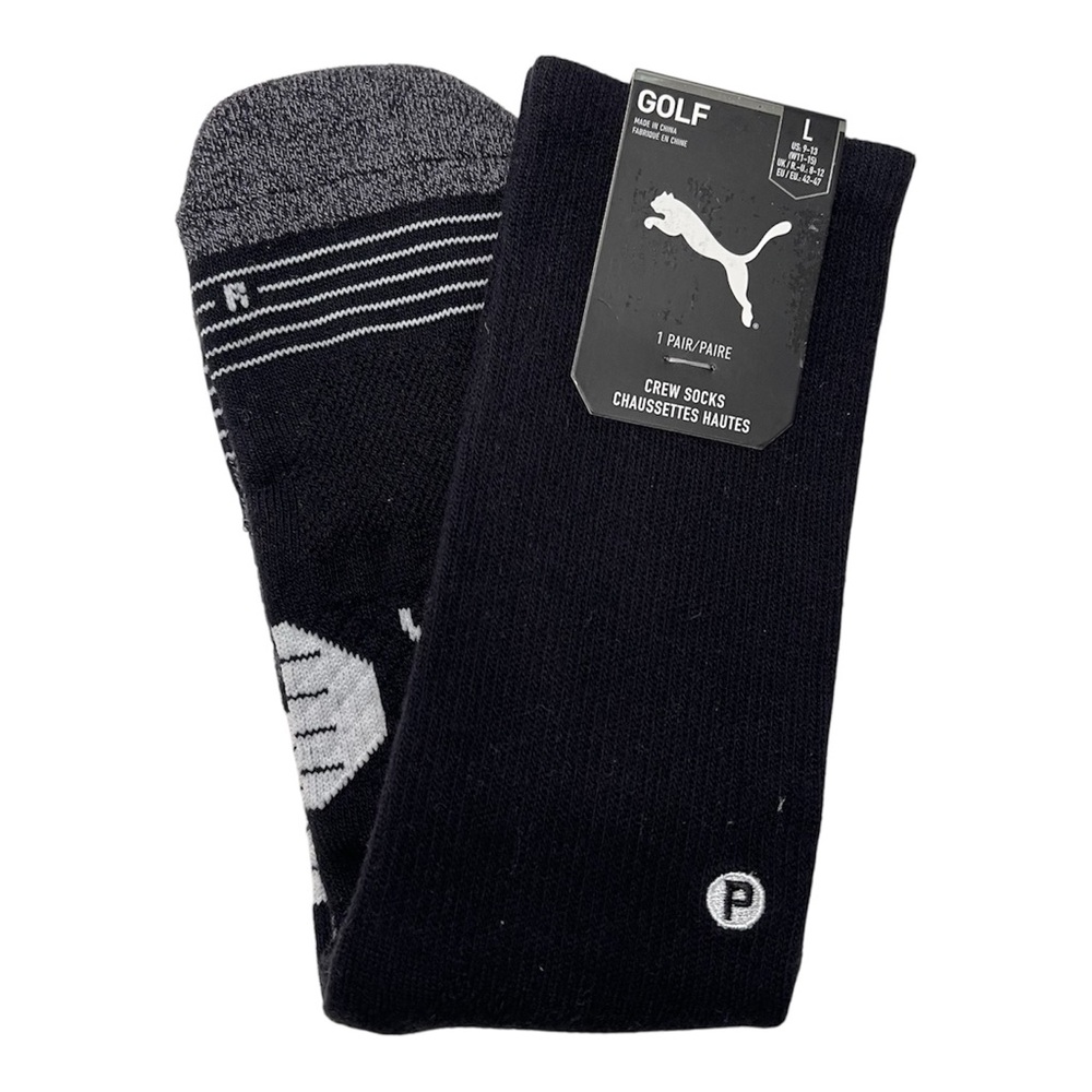 Puma Tech Black Crew Golf Socks Large 9-13 NWT